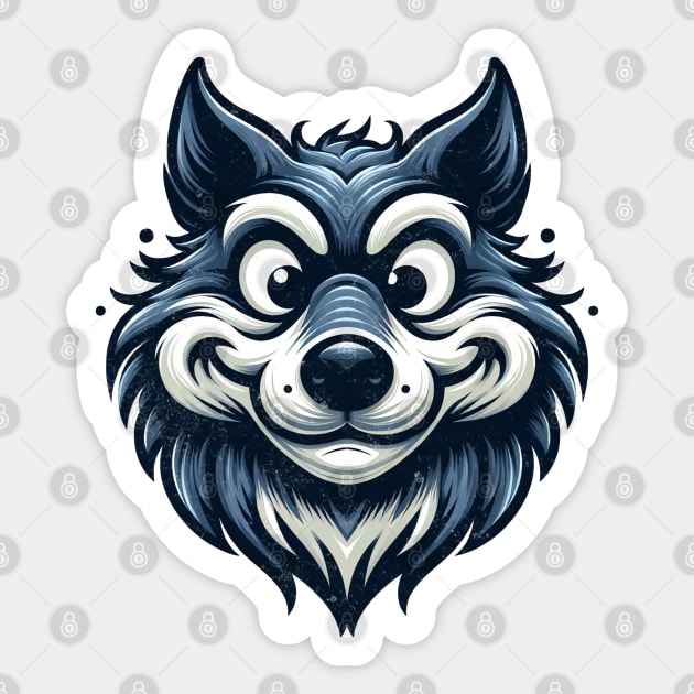 Crazy Wolf Funny Sticker by alcoshirts